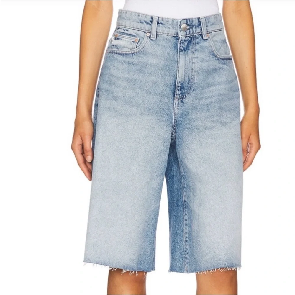 DL1961 Lucila Ultra High Rise 15” Denim Bermuda Shorts Clear Sky Size 32 Revolve